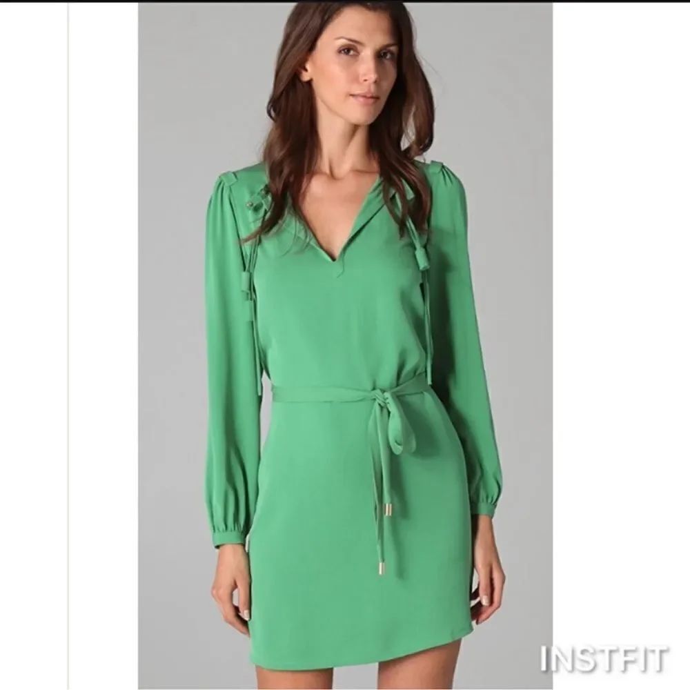 DVF Diane Von Furstenberg Florane Silk Mini Dress Size 8 Long Sleeve Shift